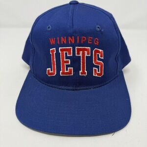 Vintage Winnipeg Jets Hat Cap Snapback Arch Starter Blue